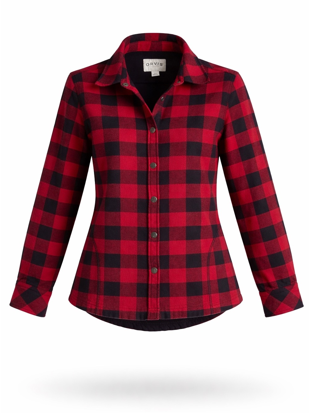 Orvis Flannel Jacket S/M Checked Fleece Lined Snap Front Cozy Cabin Warm